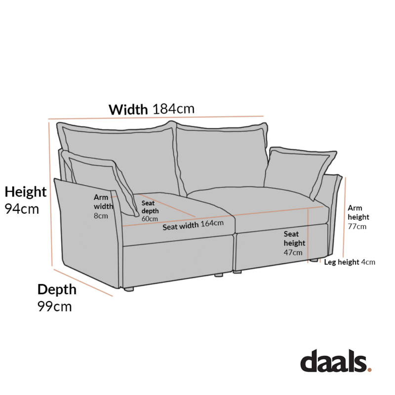 Byron Pillow Edge Beige Fabric Modular Sofa, 2-Seater - Image 6