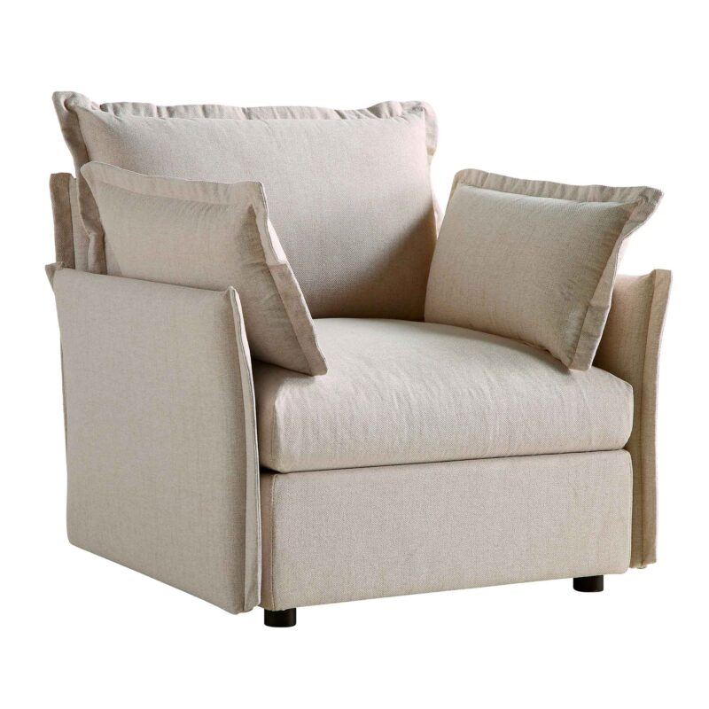 Byron Pillow Edge Beige Fabric Modular Sofa, 1-Seater - Image 5