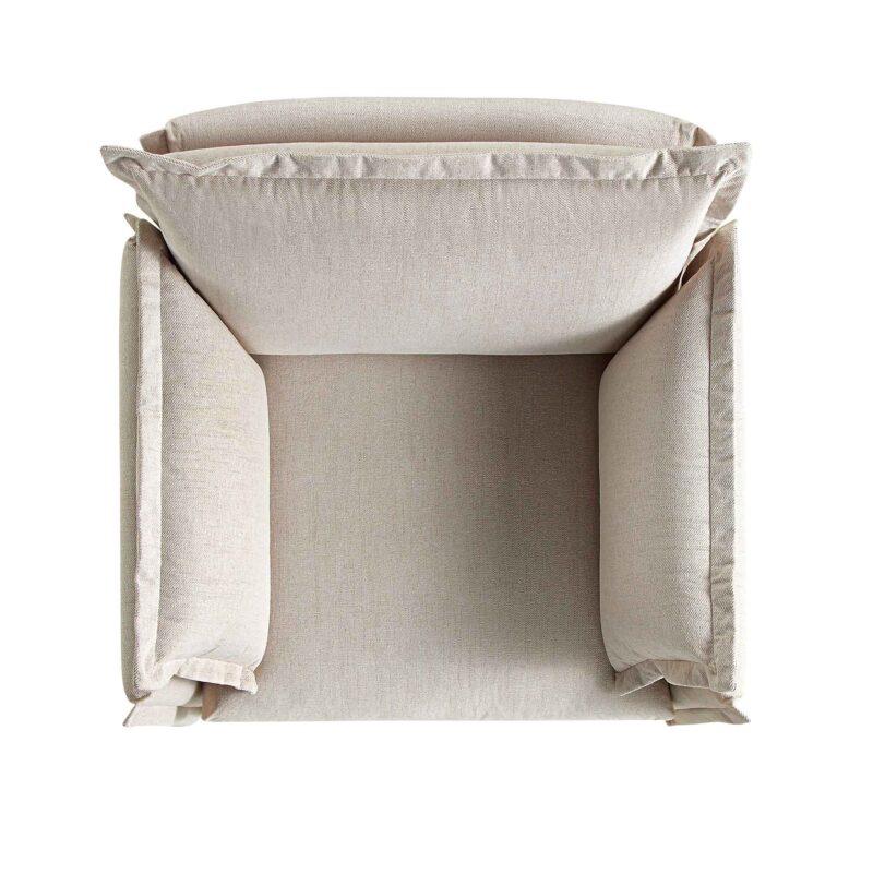 Byron Pillow Edge Beige Fabric Modular Sofa, 1-Seater - Image 7