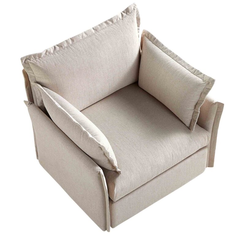 Byron Pillow Edge Beige Fabric Modular Sofa, 1-Seater - Image 8