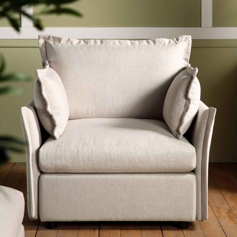 Byron Pillow Edge Beige Fabric Modular Sofa, 1-Seater - Image 2