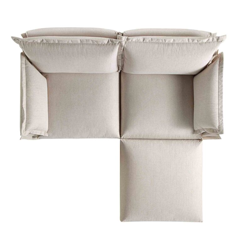 Byron Pillow Edge Beige Fabric Modular Sofa, 2-Seater Chaise - Image 7