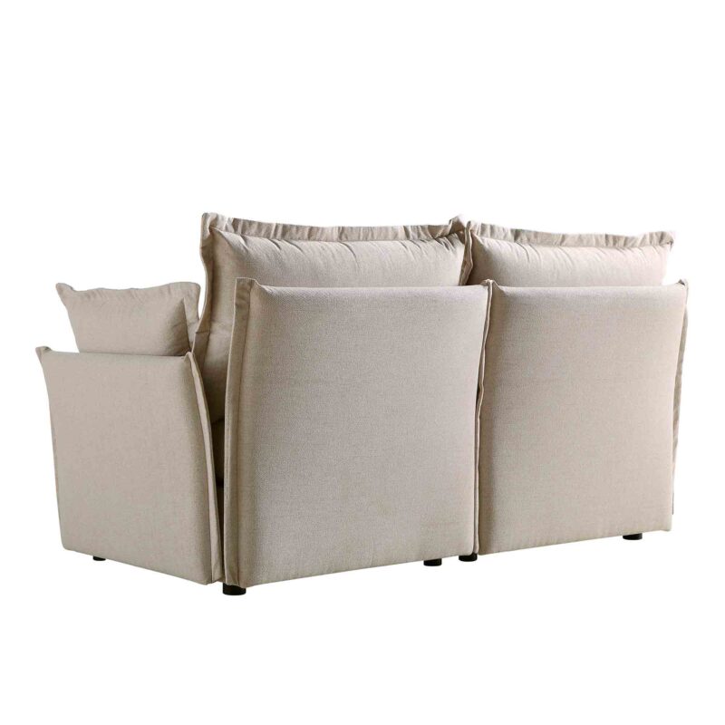 Byron Pillow Edge Beige Fabric Modular Sofa, 2-Seater - Image 9