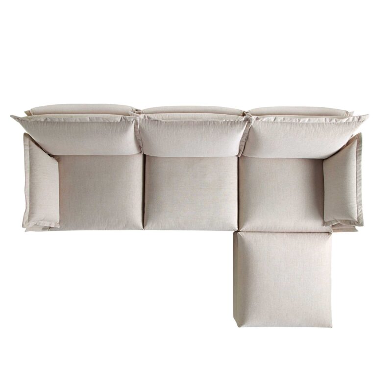 Byron Pillow Edge Beige Fabric Modular Sofa, 3-Seater Chaise - Image 5
