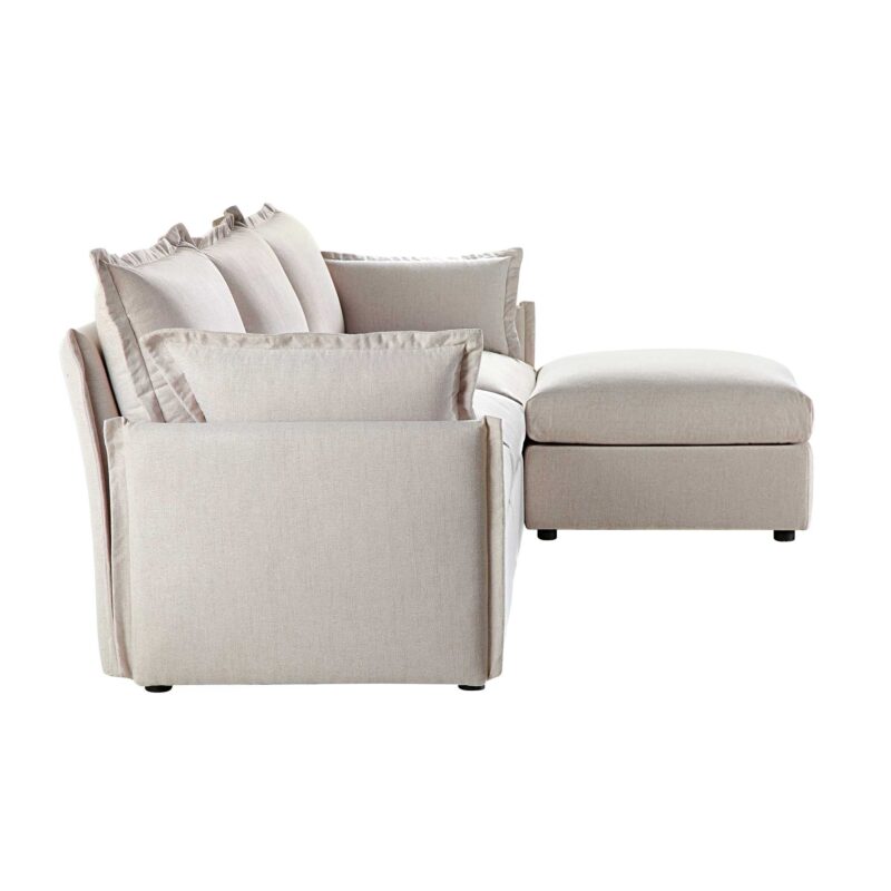 Byron Pillow Edge Beige Fabric Modular Sofa, 3-Seater Chaise - Image 10