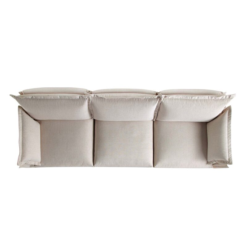 Byron Pillow Edge Beige Fabric Modular Sofa, 3-Seater - Image 7