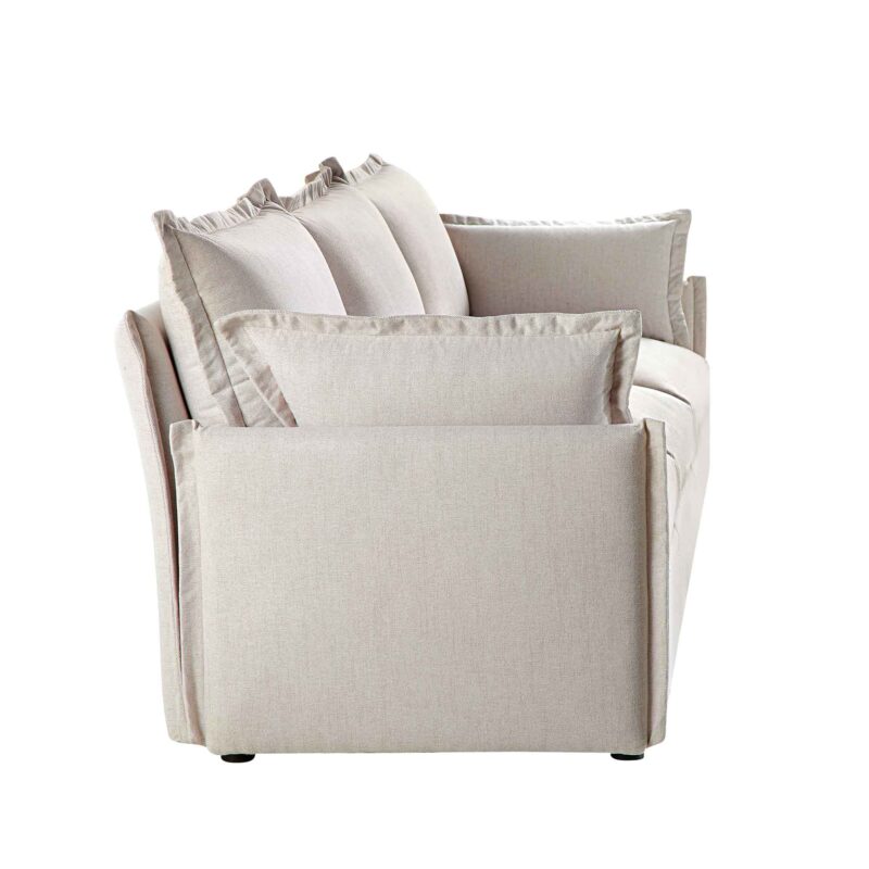 Byron Pillow Edge Beige Fabric Modular Sofa, 3-Seater - Image 9