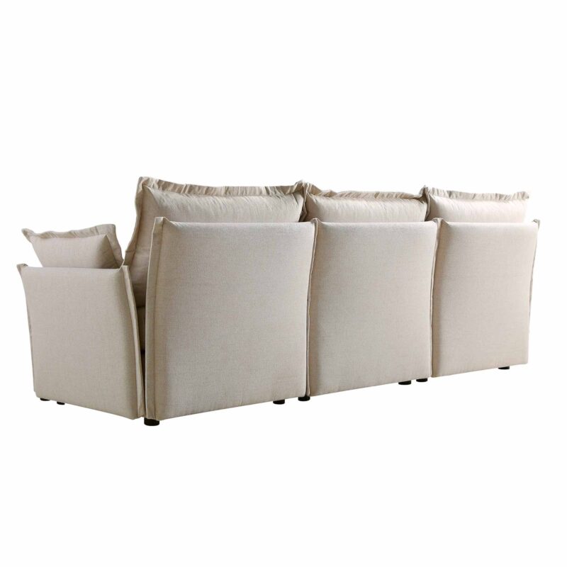 Byron Pillow Edge Beige Fabric Modular Sofa, 3-Seater - Image 10