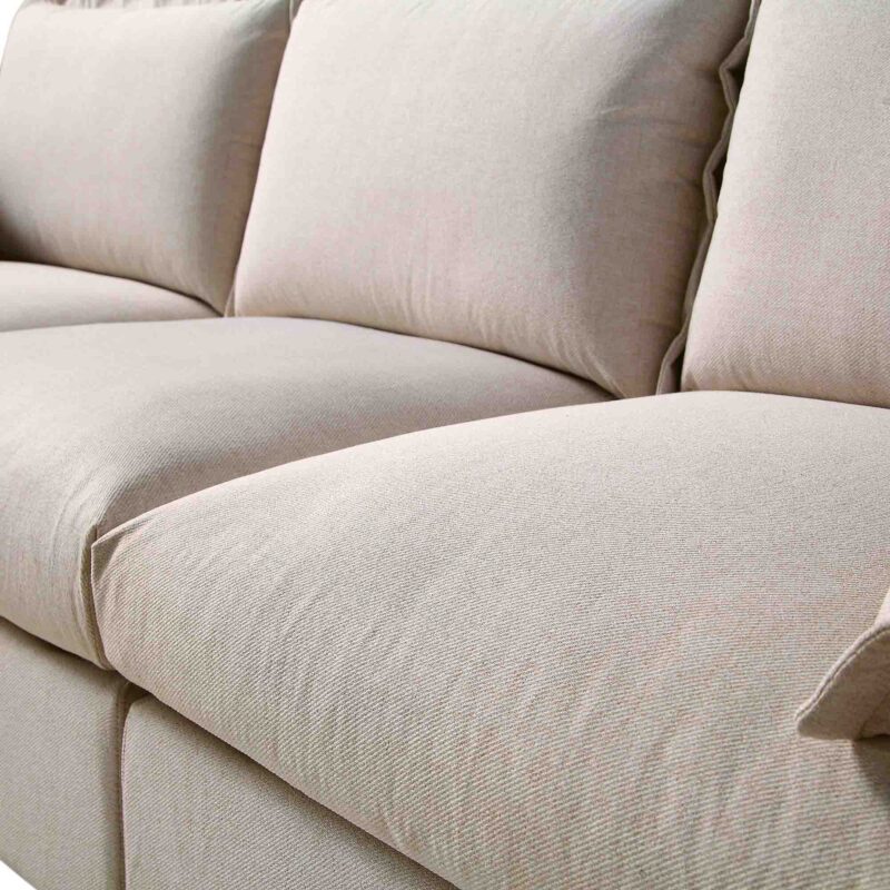 Byron Pillow Edge Beige Fabric Modular Sofa, 3-Seater - Image 11