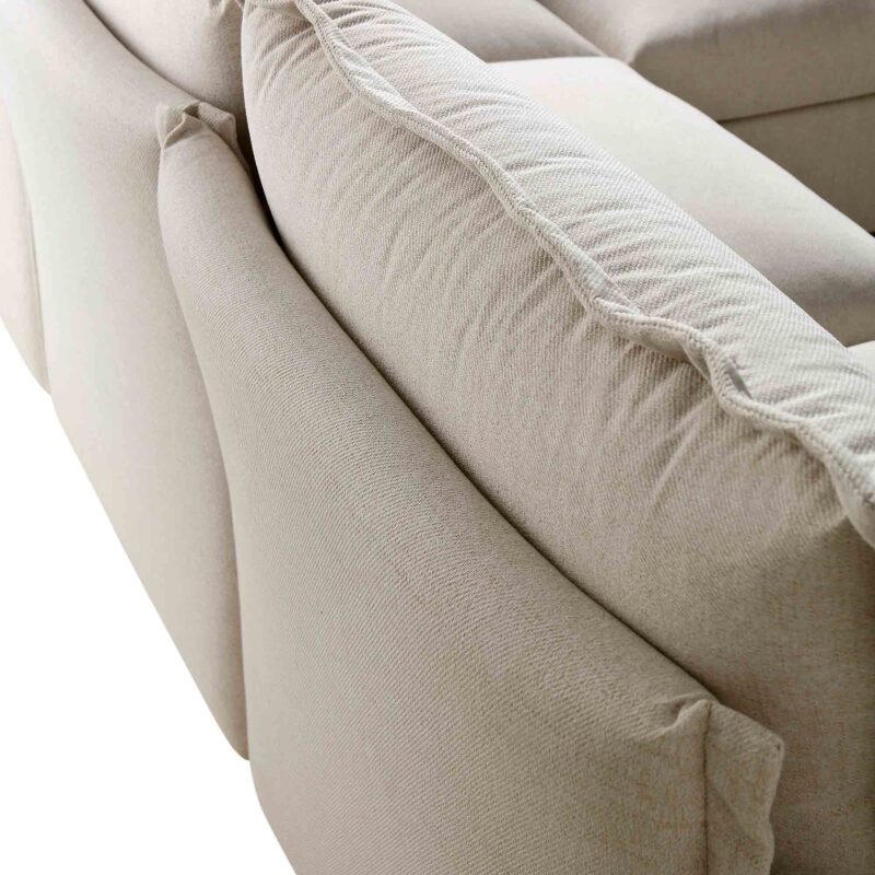 Byron Pillow Edge Beige Fabric Modular Sofa, 3-Seater - Image 12