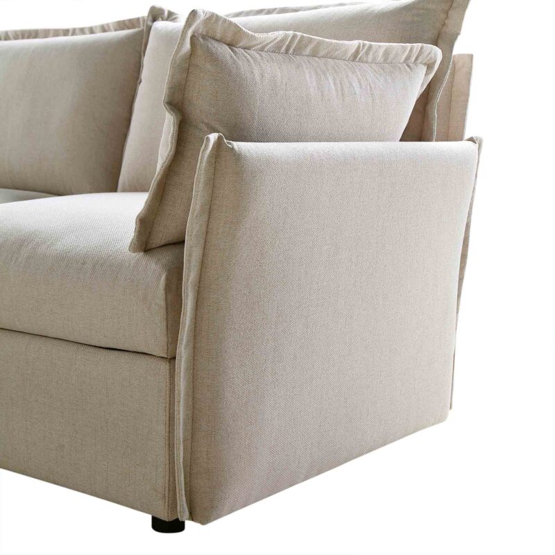 Byron Pillow Edge Beige Fabric Modular Sofa, 3-Seater - Image 13
