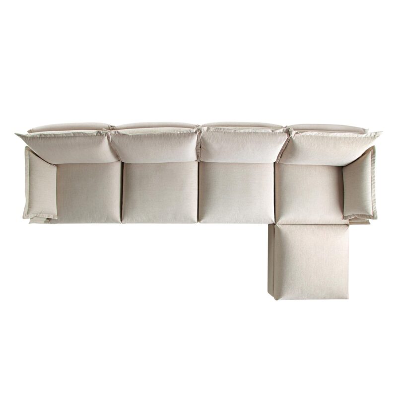 Byron Pillow Edge Beige Fabric Modular Sofa, 4-Seater Chaise - Image 9