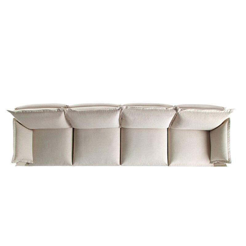 Byron Pillow Edge Beige Fabric Modular Sofa, 4-Seater - Image 7