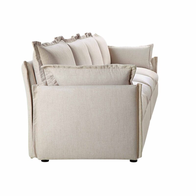 Byron Pillow Edge Beige Fabric Modular Sofa, 4-Seater - Image 9
