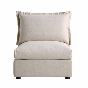 Byron Pillow Edge Beige Fabric Modular Sofa, 1 Seater Armless