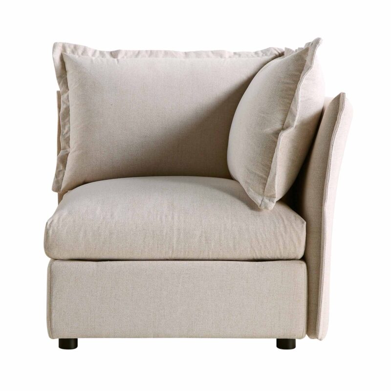 Byron Pillow Edge Beige Fabric Modular Sofa, 1-Seater Corner - Image 2