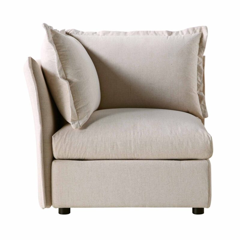 Byron Pillow Edge Beige Fabric Modular Sofa, 1-Seater Corner - Image 4
