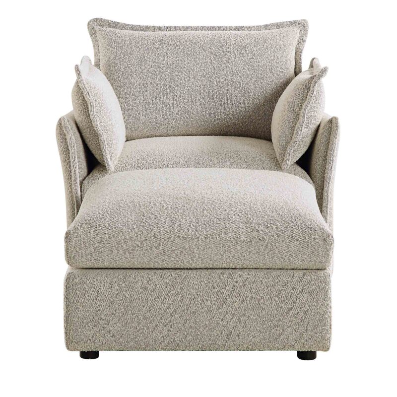 Byron Pillow Edge Mist Grey Boucle Modular Sofa, 1-Seater Chaise - Image 3