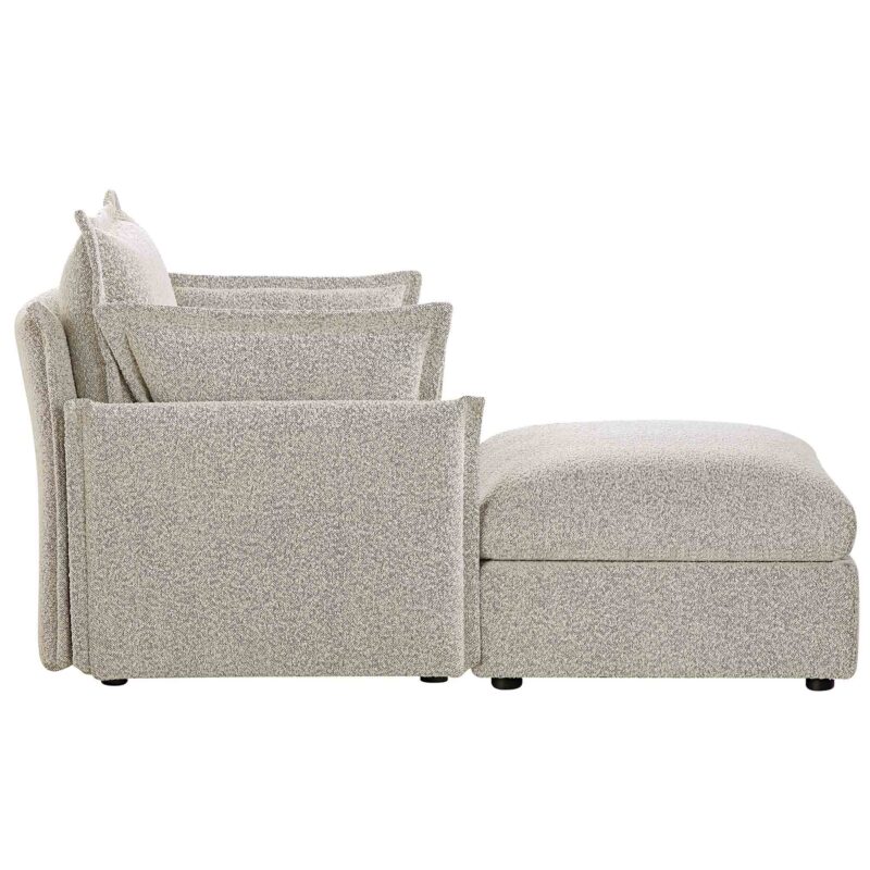 Byron Pillow Edge Mist Grey Boucle Modular Sofa, 1-Seater Chaise - Image 8