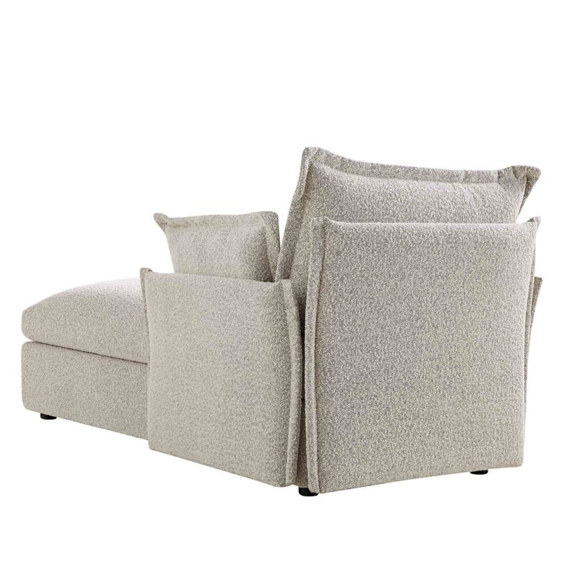 Byron Pillow Edge Mist Grey Boucle Modular Sofa, 1-Seater Chaise - Image 9