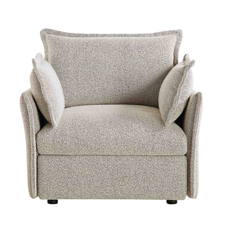 Byron Pillow Edge Mist Grey Boucle Modular Sofa, 1-Seater - Image 3