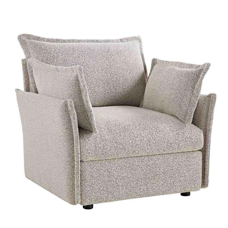 Byron Pillow Edge Mist Grey Boucle Modular Sofa, 1-Seater - Image 4