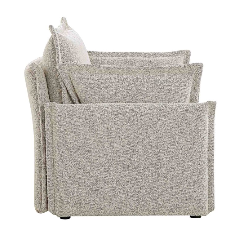 Byron Pillow Edge Mist Grey Boucle Modular Sofa, 1-Seater - Image 8