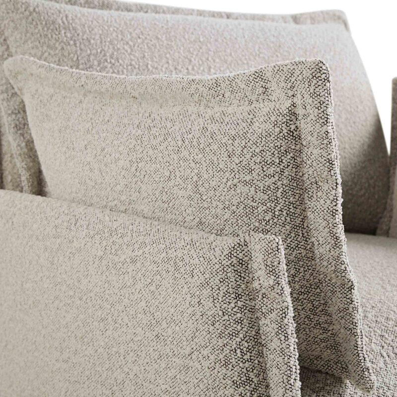 Byron Pillow Edge Mist Grey Boucle Modular Sofa, 1-Seater - Image 10