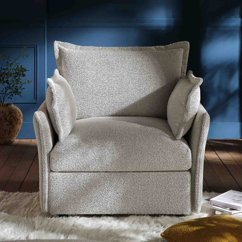 Byron Pillow Edge Mist Grey Boucle Modular Sofa, 1-Seater - Image 2