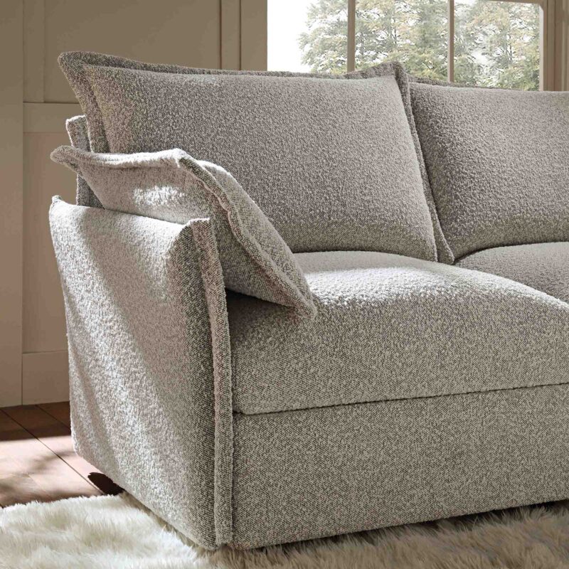 Byron Pillow Edge Mist Grey Boucle Modular Sofa, 2-Seater - Image 3