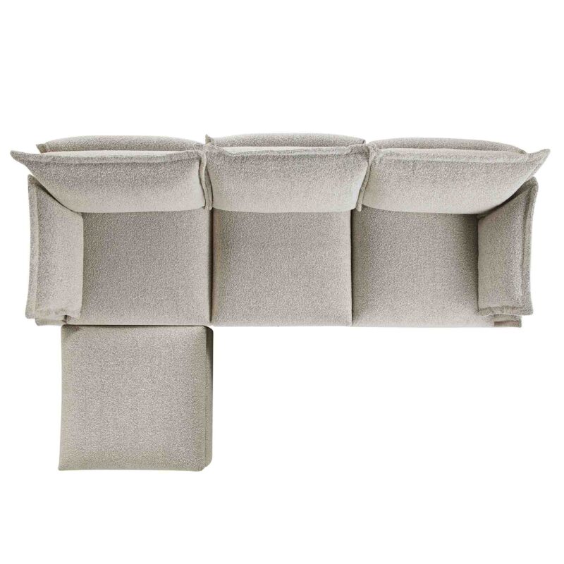Byron Pillow Edge Mist Grey Boucle Modular Sofa, 3-Seater Chaise - Image 8