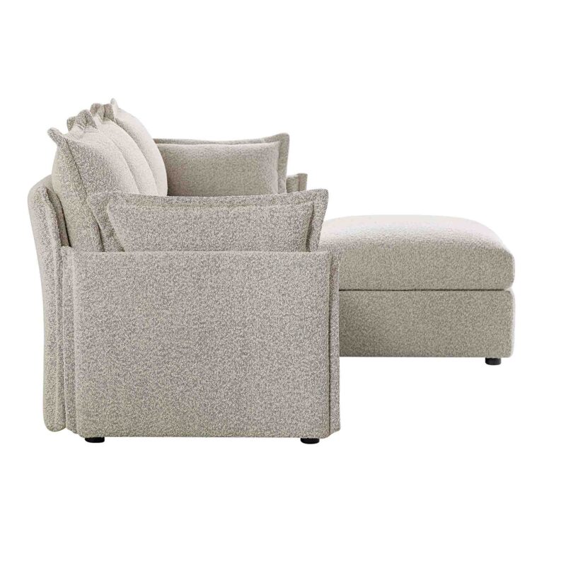 Byron Pillow Edge Mist Grey Boucle Modular Sofa, 3-Seater Chaise - Image 10
