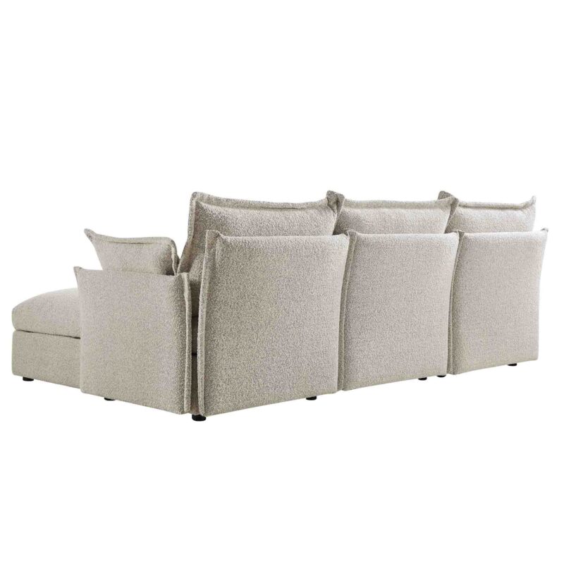 Byron Pillow Edge Mist Grey Boucle Modular Sofa, 3-Seater Chaise - Image 11