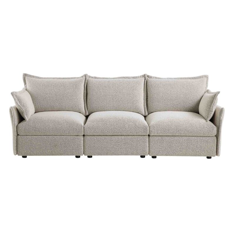 Byron Pillow Edge Mist Grey Boucle Modular Sofa, 3-Seater - Image 7