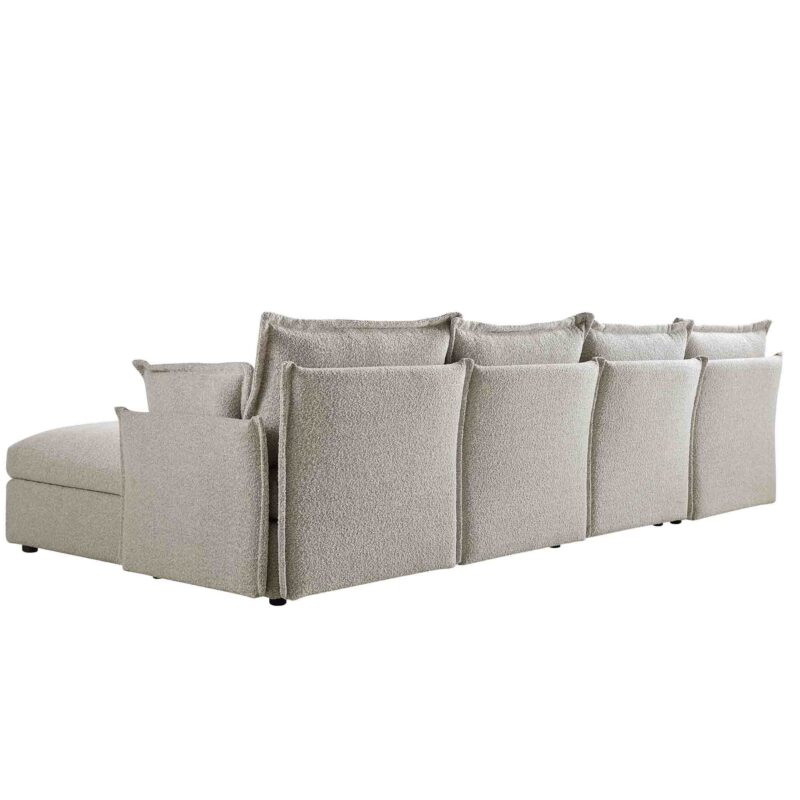 Byron Pillow Edge Mist Grey Boucle Modular Sofa, 4-Seater Chaise - Image 8