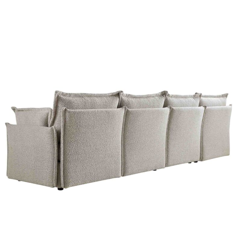 Byron Pillow Edge Mist Grey Boucle Modular Sofa, 4-Seater - Image 4