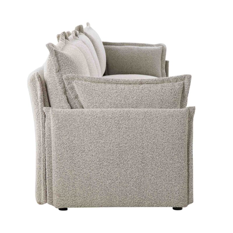 Byron Pillow Edge Mist Grey Boucle Modular Sofa, 4-Seater - Image 7