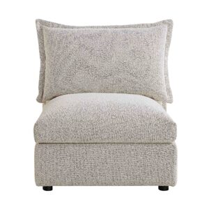 Byron Pillow Edge Mist Grey Boucle Modular Sofa, 1 Seater Armless