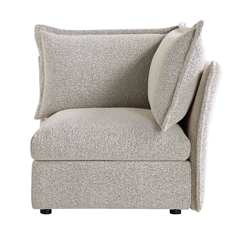 Byron Pillow Edge Mist Grey Boucle Modular Sofa, 1-Seater Corner - Image 2