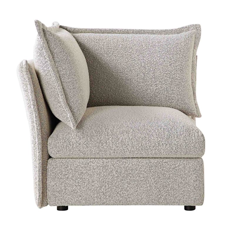 Byron Pillow Edge Mist Grey Boucle Modular Sofa, 1-Seater Corner - Image 4