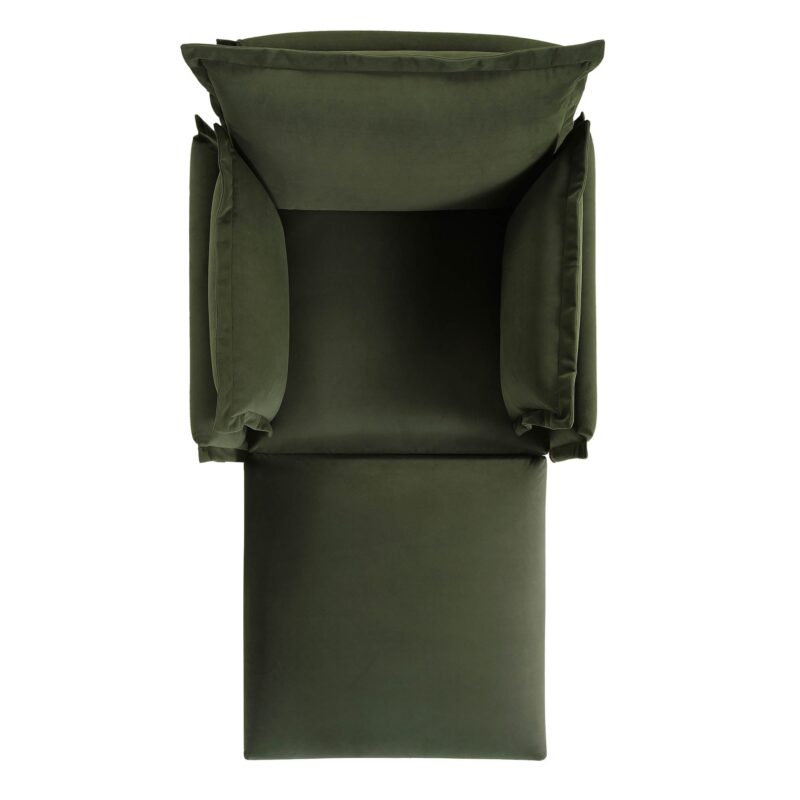 Byron Pillow Edge Moss Green Velvet Modular Sofa, 1-Seater Chaise - Image 6