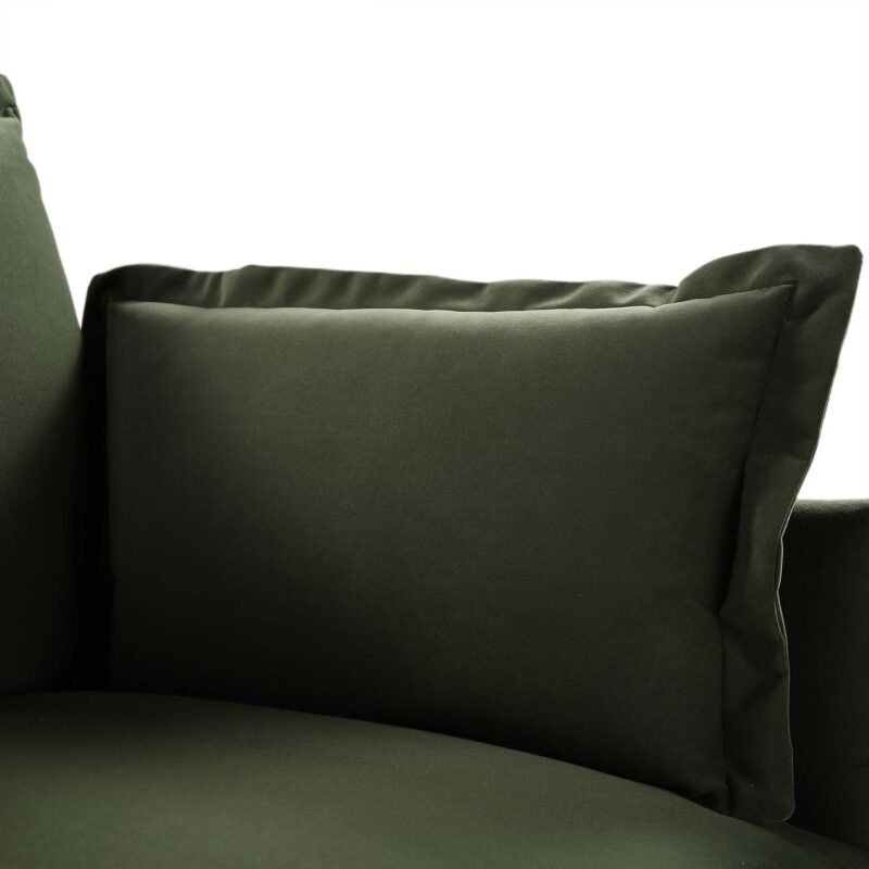Byron Pillow Edge Moss Green Velvet Modular Sofa, 1-Seater Chaise - Image 10