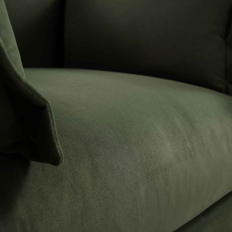 Byron Pillow Edge Moss Green Velvet Modular Sofa, 1-Seater Chaise - Image 11