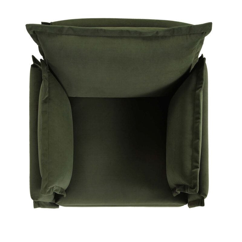 Byron Pillow Edge Moss Green Velvet Modular Sofa, 1-Seater - Image 6