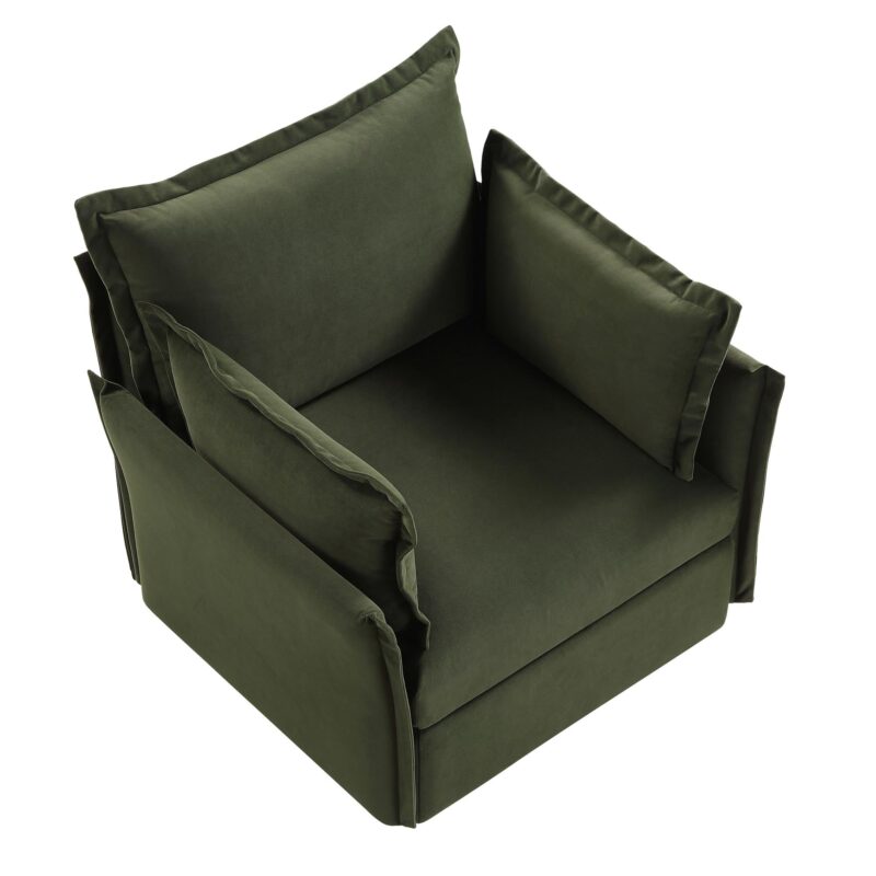 Byron Pillow Edge Moss Green Velvet Modular Sofa, 1-Seater - Image 7
