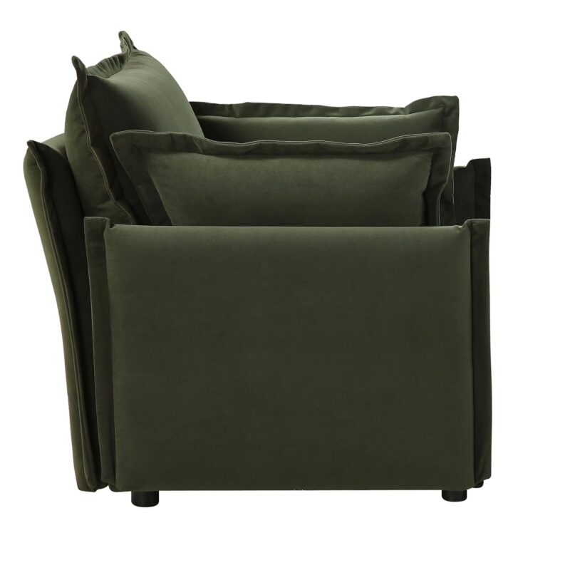 Byron Pillow Edge Moss Green Velvet Modular Sofa, 1-Seater - Image 8