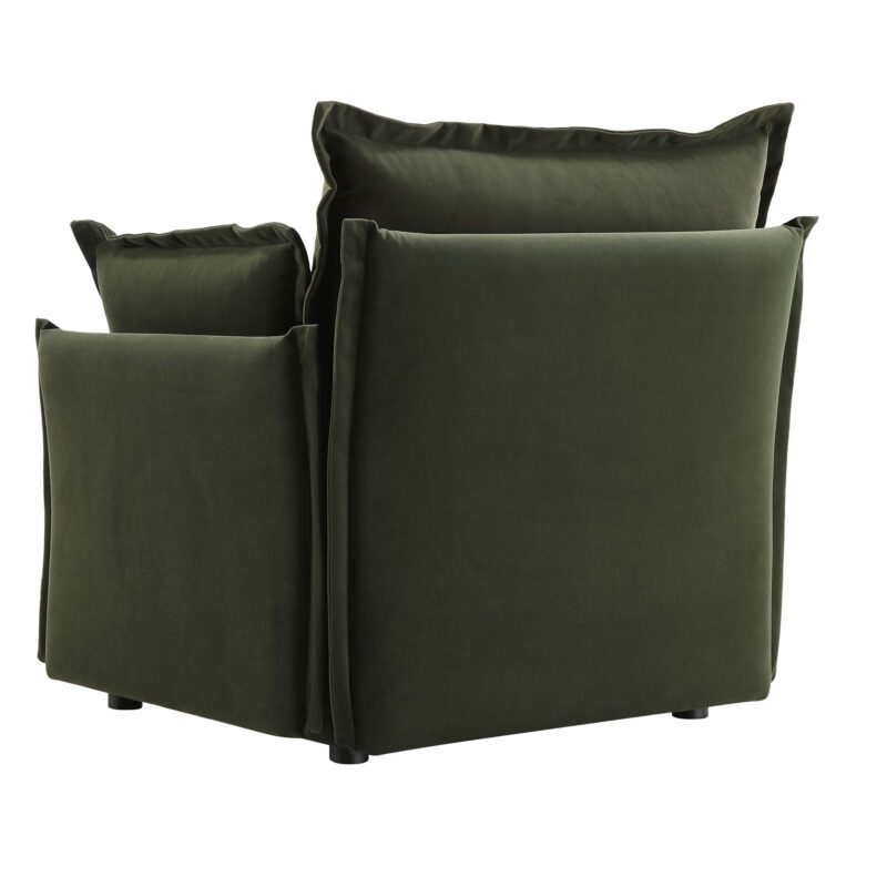 Byron Pillow Edge Moss Green Velvet Modular Sofa, 1-Seater - Image 9