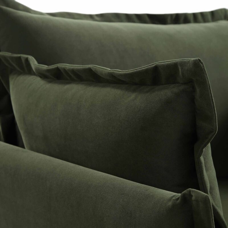Byron Pillow Edge Moss Green Velvet Modular Sofa, 1-Seater - Image 10