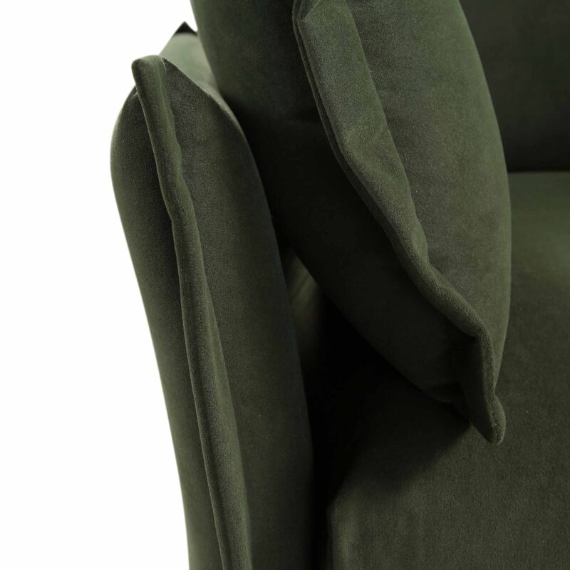 Byron Pillow Edge Moss Green Velvet Modular Sofa, 1-Seater - Image 11
