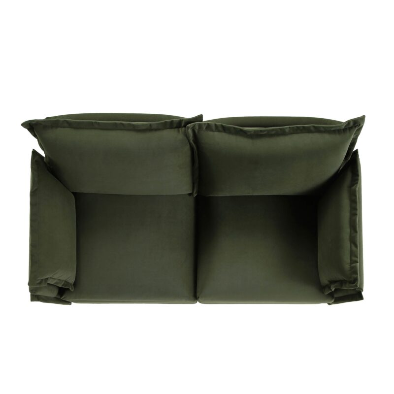 Byron Pillow Edge Moss Green Velvet Modular Sofa, 2-Seater - Image 6